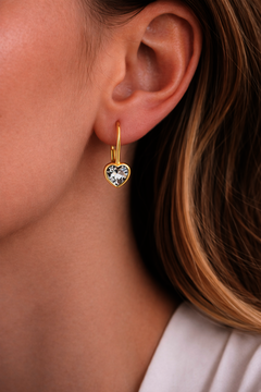 Stříbrné pozlacené náušnice SRDCE na klapku